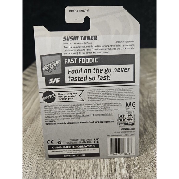 Hot Wheels Sushi Tuner Fast Foodie Red & White 1:64 Diecast Toy Car 2024 - Picture 4 of 4